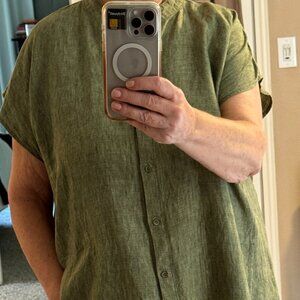 CLASSIC EILEEN FISHER MANDARIN COLLAR LINEN DRESS